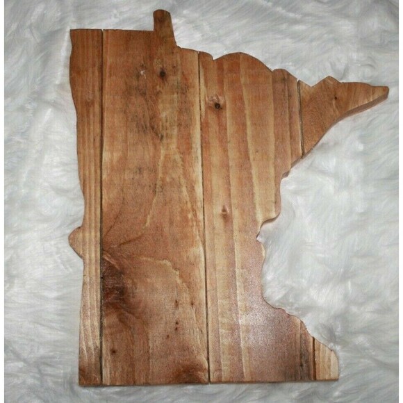 State of Minnesota Wood Wall Plaque Pecan Stained Handmade - Picture 1 of 3
